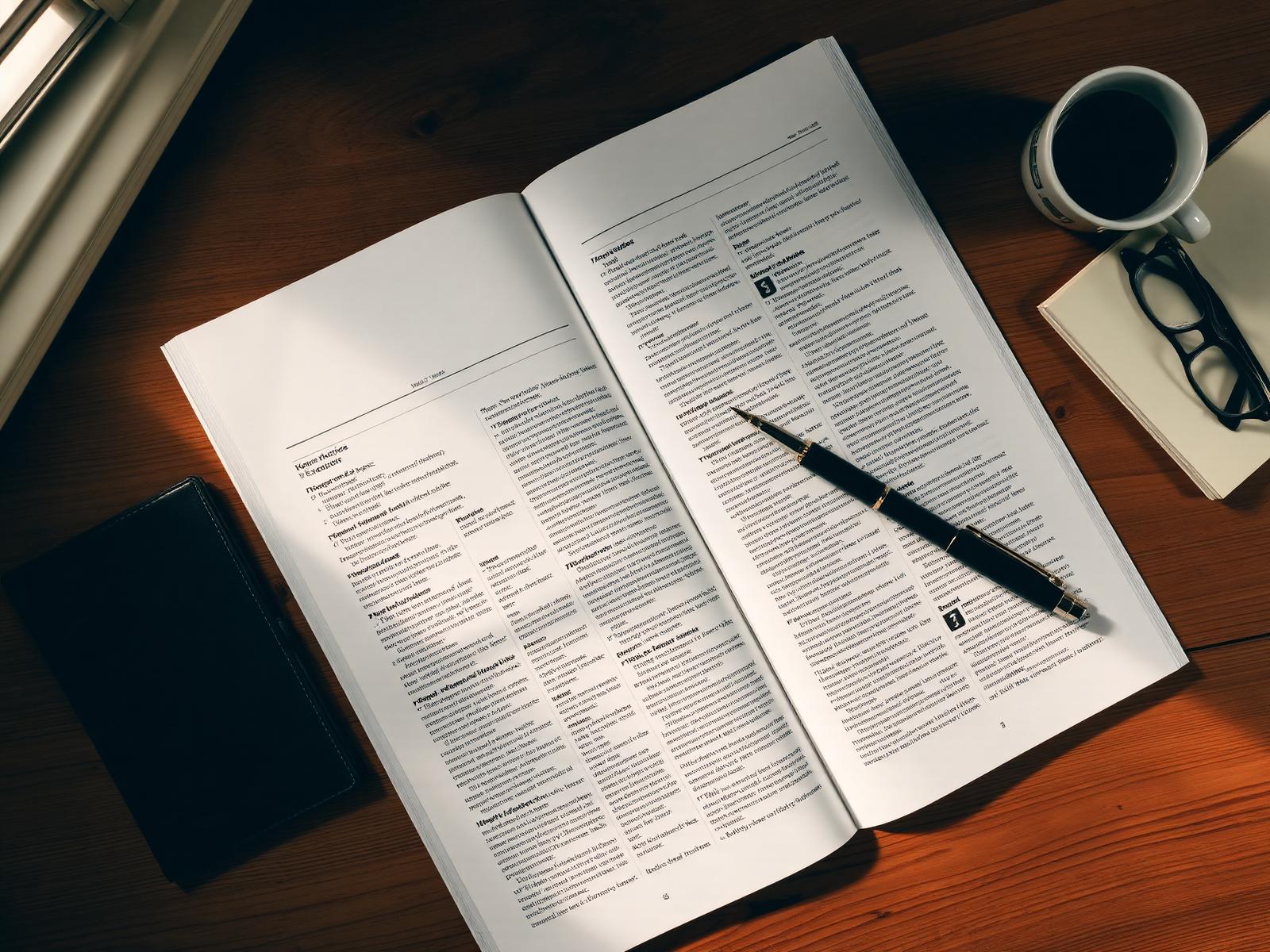 An open magazine spread on an editorial desk