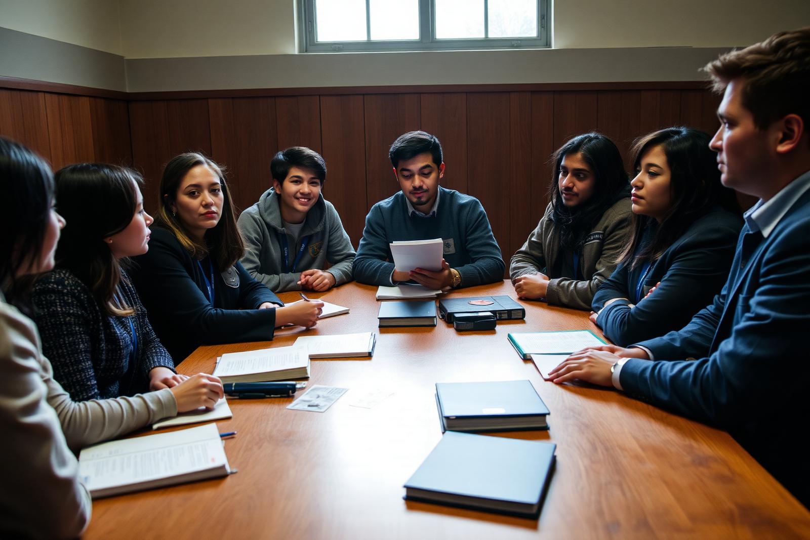 Students in conversation with UN journalists inside the UNCA press room